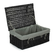 46cm Empty Willow Wicker Picnic Basket with Lining Grey | Grey | One Size