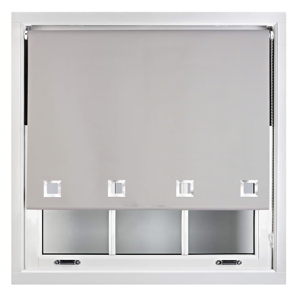 image 1 of FURNISHED Blackout Roller Blinds with Large Square Eyelets Made to Measure Window Shade | Grey | Grey | (W) 120cm x (L) 210cm