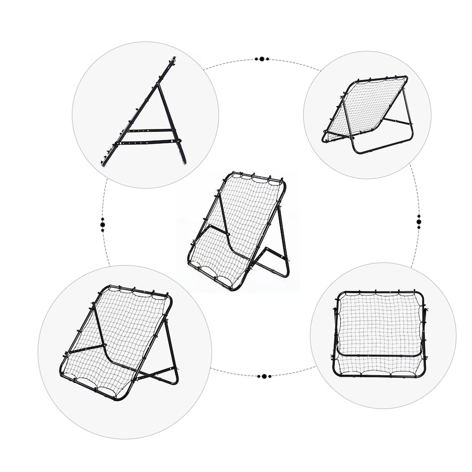 image 1 of HOMCOM Football Rebounder Net, Adjustable Kickback Target Goal Teens Adults Training Aid for Multi-Sports Practise, Black | Black