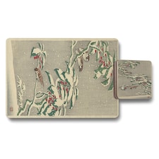 Set Of 12 Placemat And Coaster Set With Designer Artwork Wood Bottom