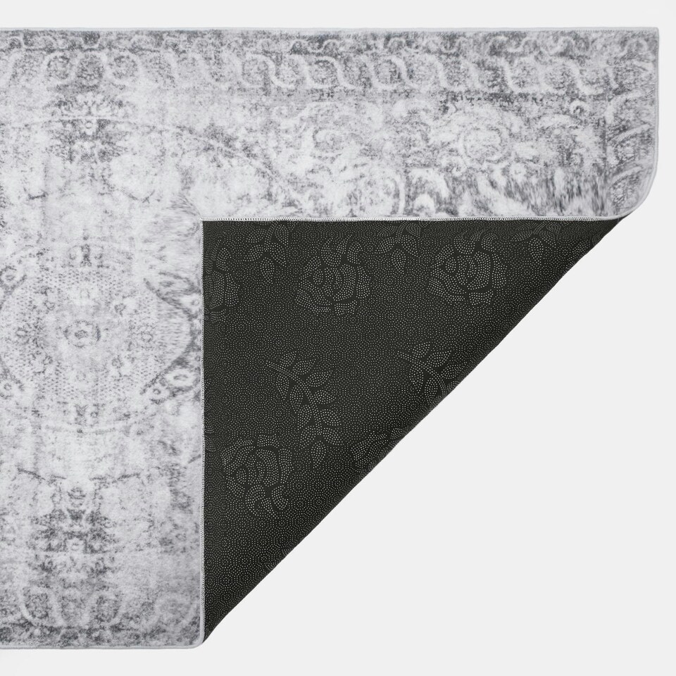 image 1 of OHS Flat Vintage Washed Carpet Floor Rug, 120x170cm - Grey