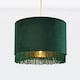 image 2 of First Choice Lighting Set of 2 Spruce Green Velvet With Gold Inner Tassled Light Shades Green | Gold