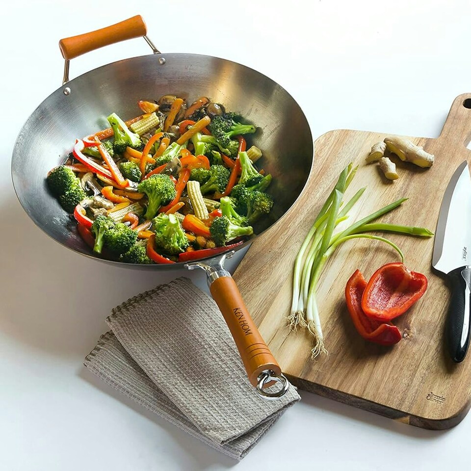 image 1 of Ken Hom Excellence 32cm Carbon Steel Wok