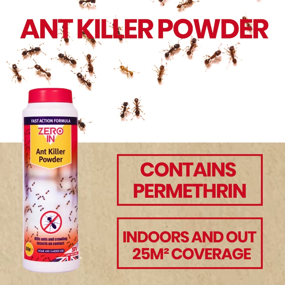 image 1 of Zero In Ant Killer Powder 450g Pack of 2 Crawling Insect Control Ant Cockroach Woodlice Earwig Indoor Outdoor Powder Treatment
