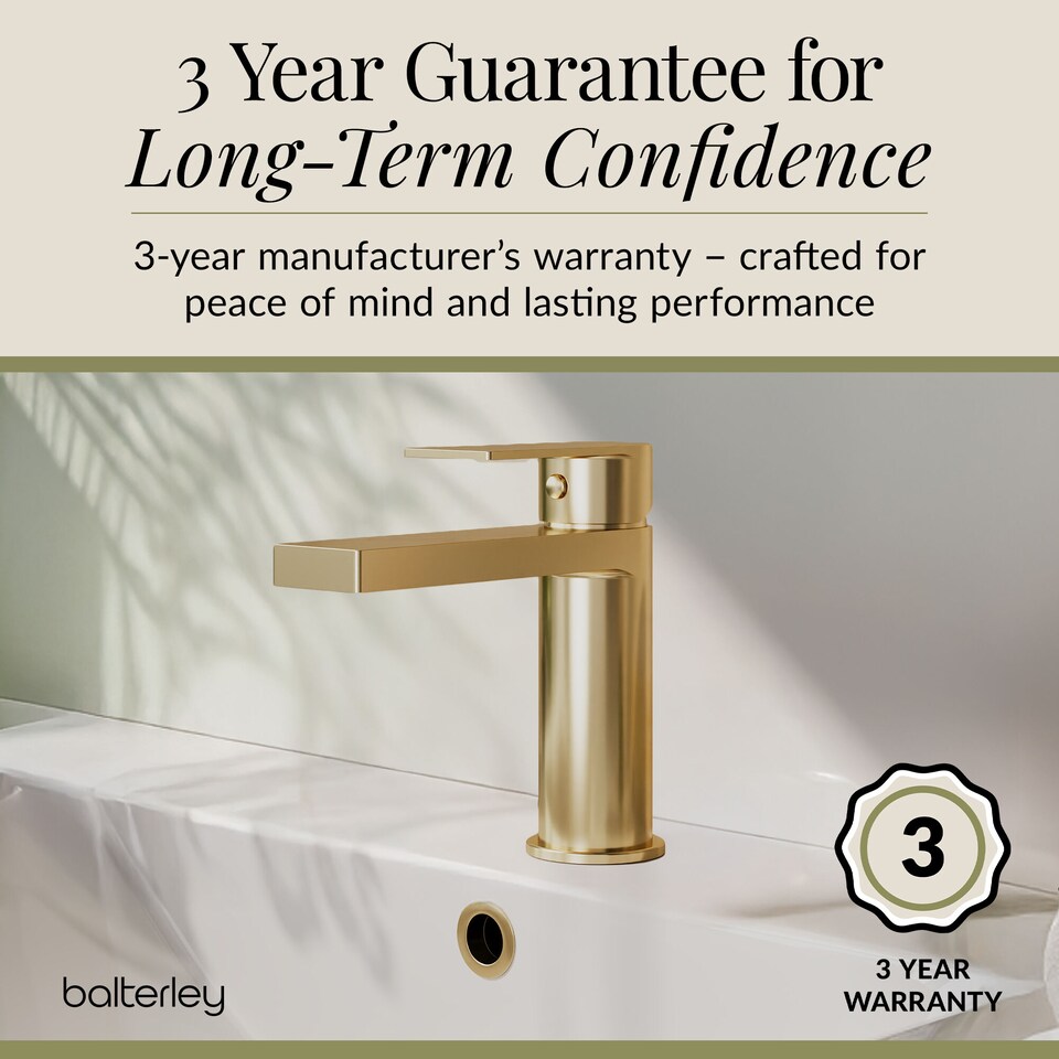 image 1 of Square Mono Basin Mixer Tap Push Button Waste Brushed Brass | Copper | Brushed Brass | 1