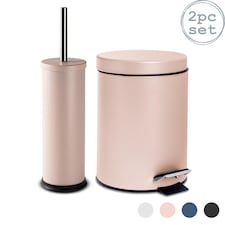 Harbour Housewares Round Bathroom Pedal Bin - 3 Litre - Matt Pink