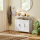 image 8 of HOMCOM Industrial Kitchen Sideboard with Open Shelf & 2 Cabinets, White | White