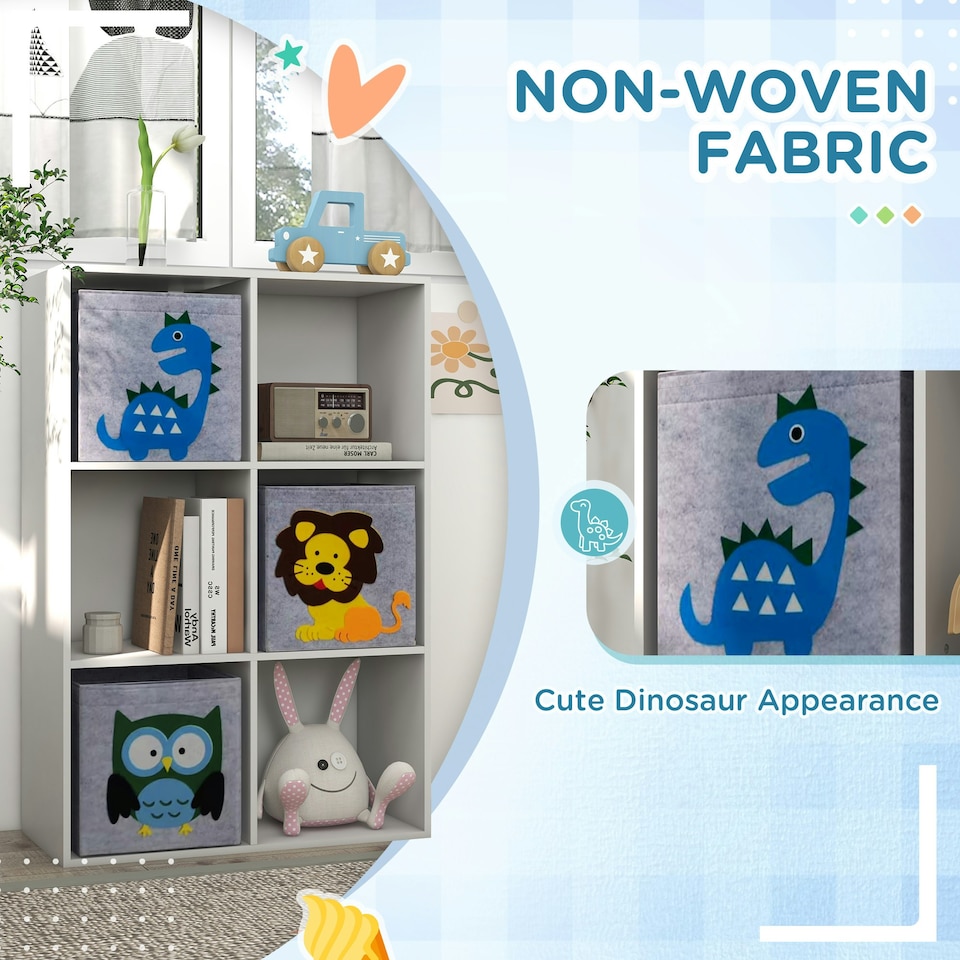 image 1 of ZONEKIZ Toy Organiser with Three Non-Woven Fabric Drawers for Bedroom - White White | 61.8 x 29.9 x 91.5 cm