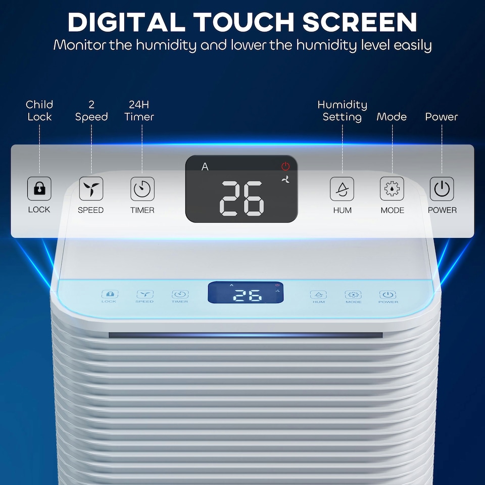 image 1 of HOMCOM 10L/Day Portable Quiet Dehumidifier for Home, Electric Air De-Humidifier