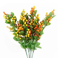 Pack of 6 x 70cm Artificial Orange Berry Spray
