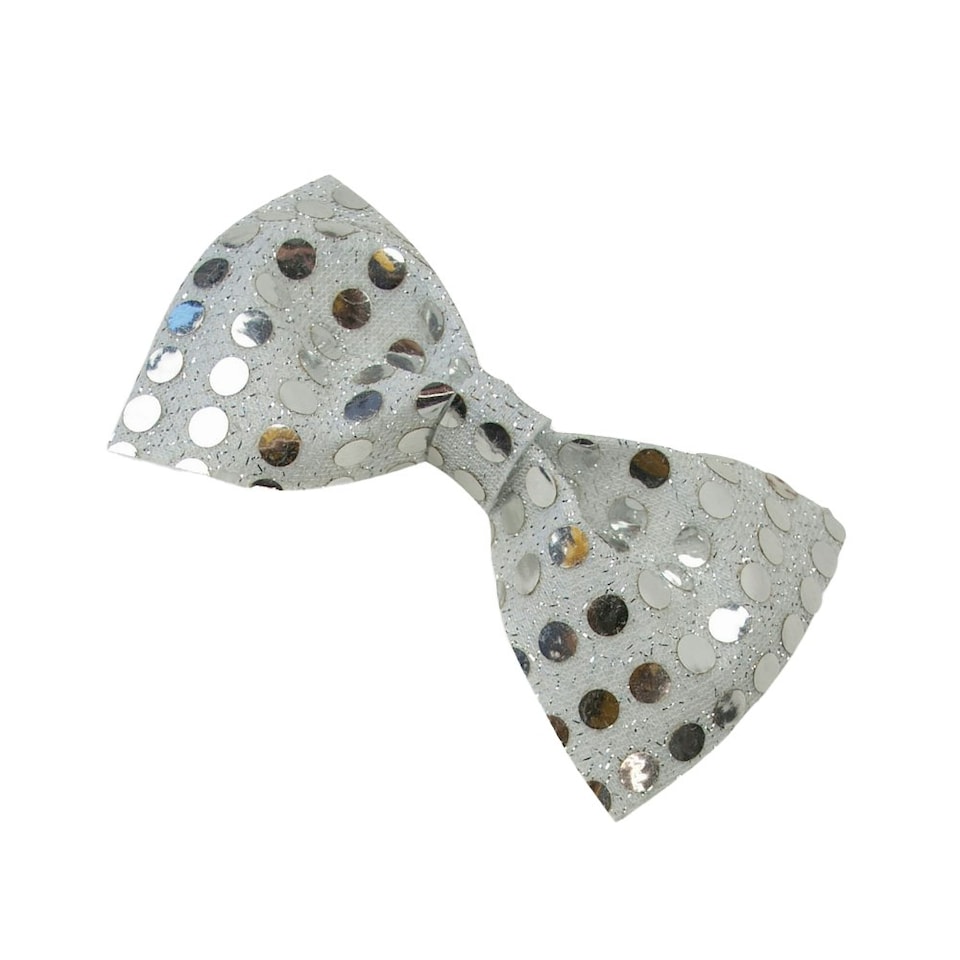 image 1 of Bristol Novelty Sequin Bow Tie - Silver - One Size One Size
