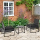 image 2 of Outsunny 3 Pieces Rattan Patio Bistro Set 2 Chairs Coffee Side Table Set, Black