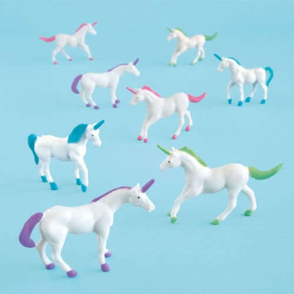 Assorted Plastic Unicorn Figurines - Pack of 8