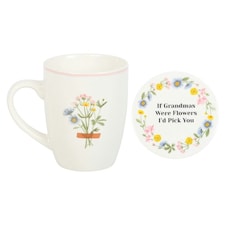 Something Different If Grandmas Were Flowers Floral Mug and Coaster Set - White - One Size