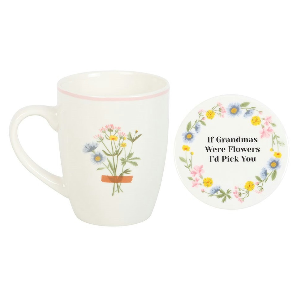 image 1 of Something Different If Grandmas Were Flowers Floral Mug and Coaster Set - White - One Size