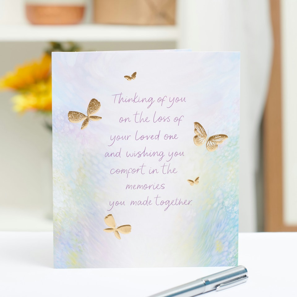 image 1 of Sympathy Loss of Loved One Card - Foil Butterflies