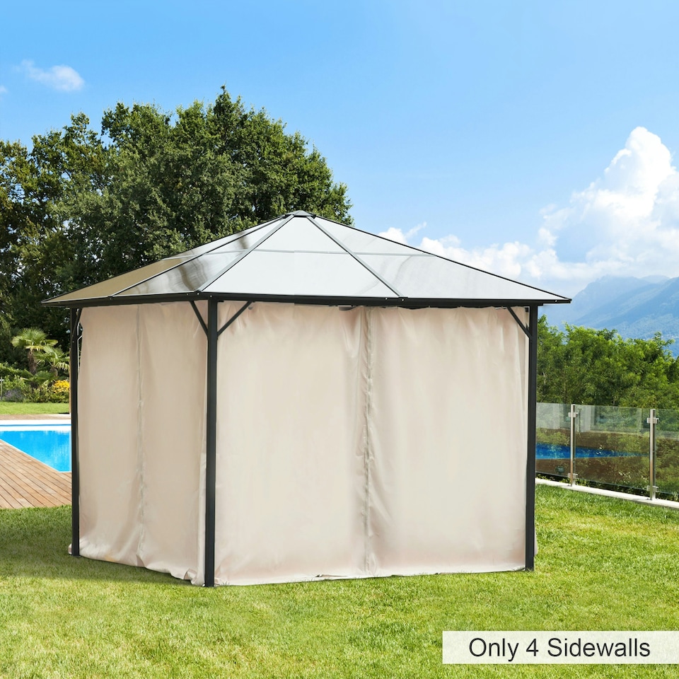 image 1 of Outsunny 3 x 3(m) Universal Gazebo Replacement Sidewall Set, 4 Panels, Beige