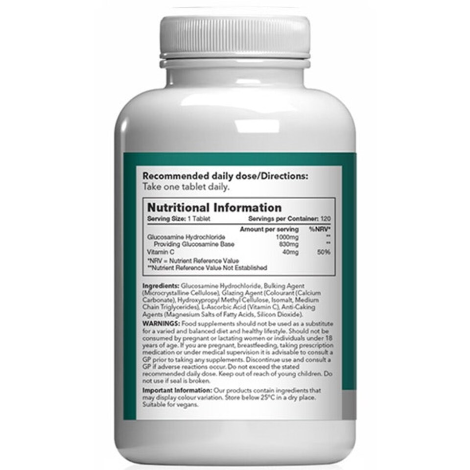 image 1 of Vegan Glucosamine HCl 1000mg with Vitamin C 40mg - 120 Tablets