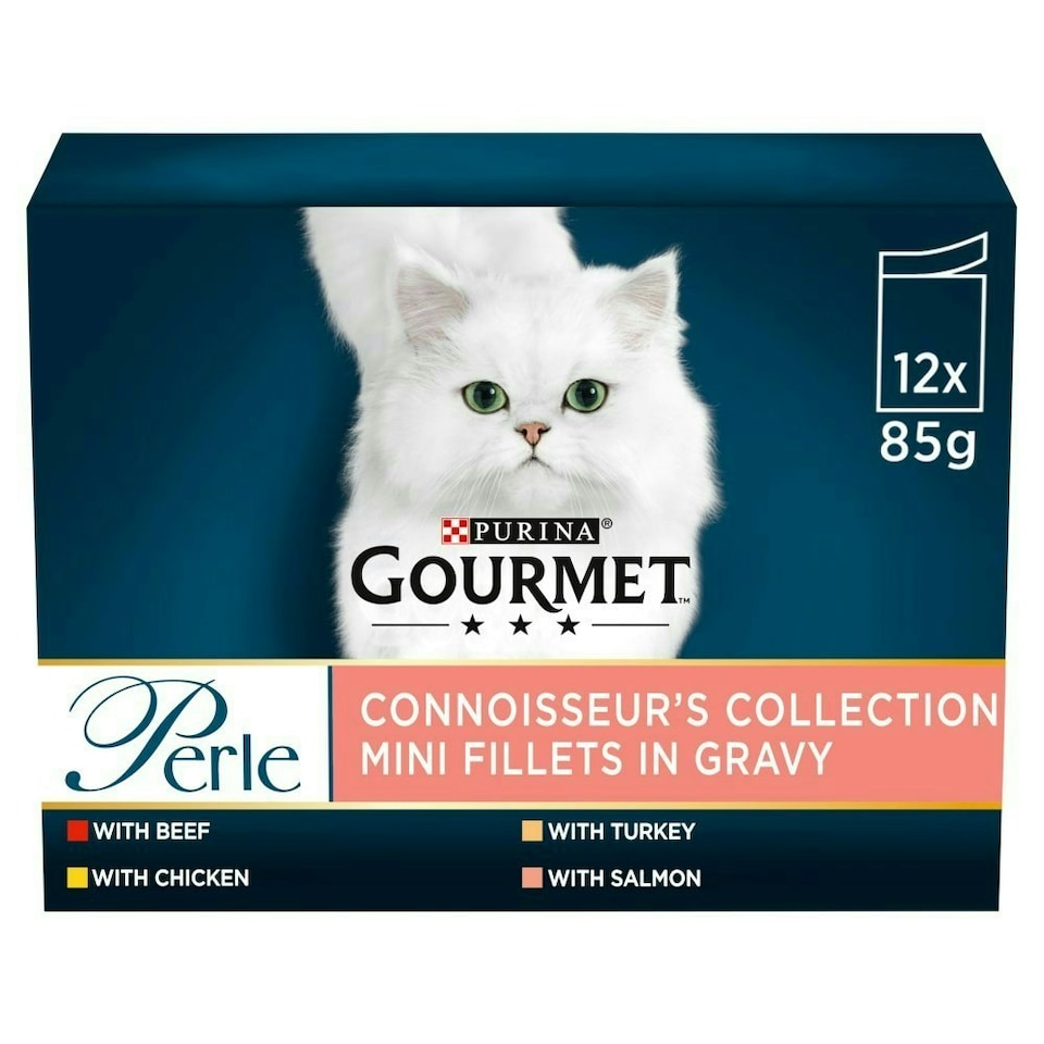 Gourmet Perle Connoisseur's Collection Mini Fillets in Gravy 12 x 85g (Pack of 4)