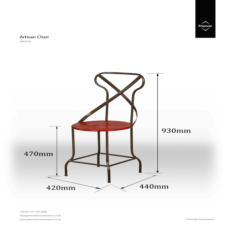 image 1 of Interiors by Premier Red Metal Chair, Exquisite Metal Dining Chair, Relaxing Footrest Metal Dining Chair