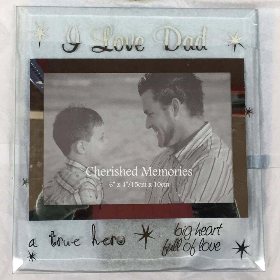 image 1 of Cherished Memories - I Love Dad Glass Photo Frame