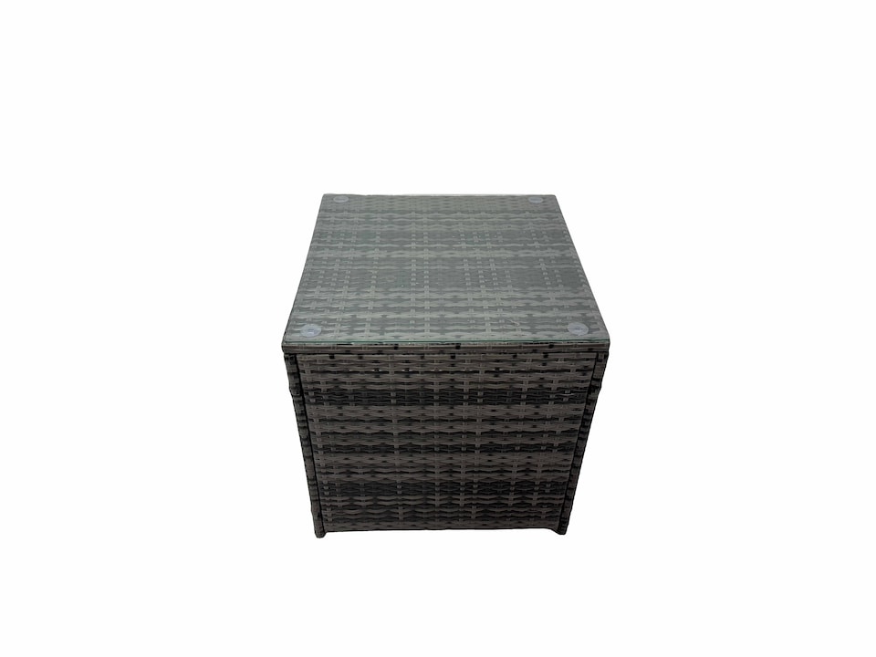 image 1 of Fimous Patio Sofa Oblong Coffee Table Set Rattan Garden Furniture Set with Chair Side Table Dark Grey Mixed