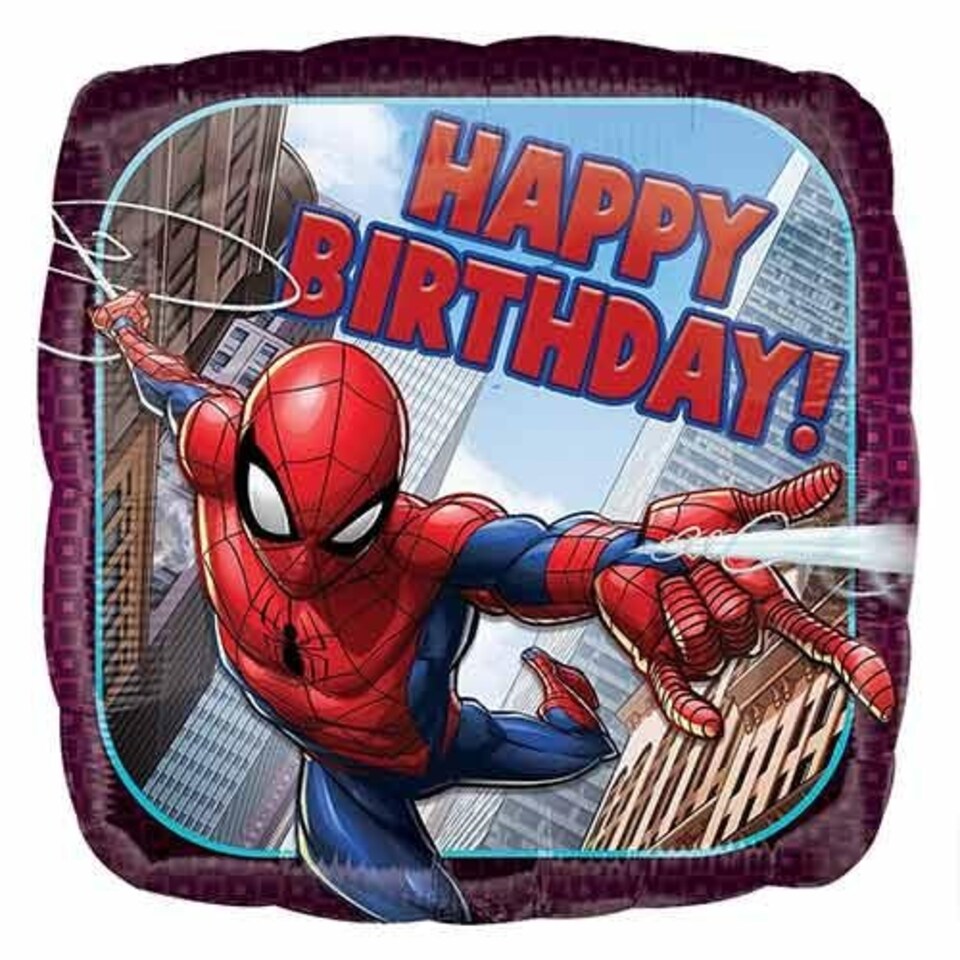 image 1 of Spider-Man Happy Birthday Square Foil Helium Balloon 43cm / 17 in