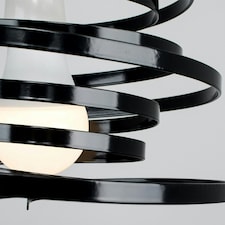 ValueLights Contemporary Black Metal Double Ribbon Spiral Swirl Ceiling Light Pendant