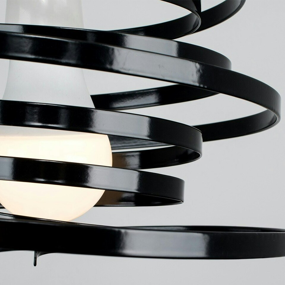 image 1 of ValueLights Contemporary Black Metal Double Ribbon Spiral Swirl Ceiling Light Pendant