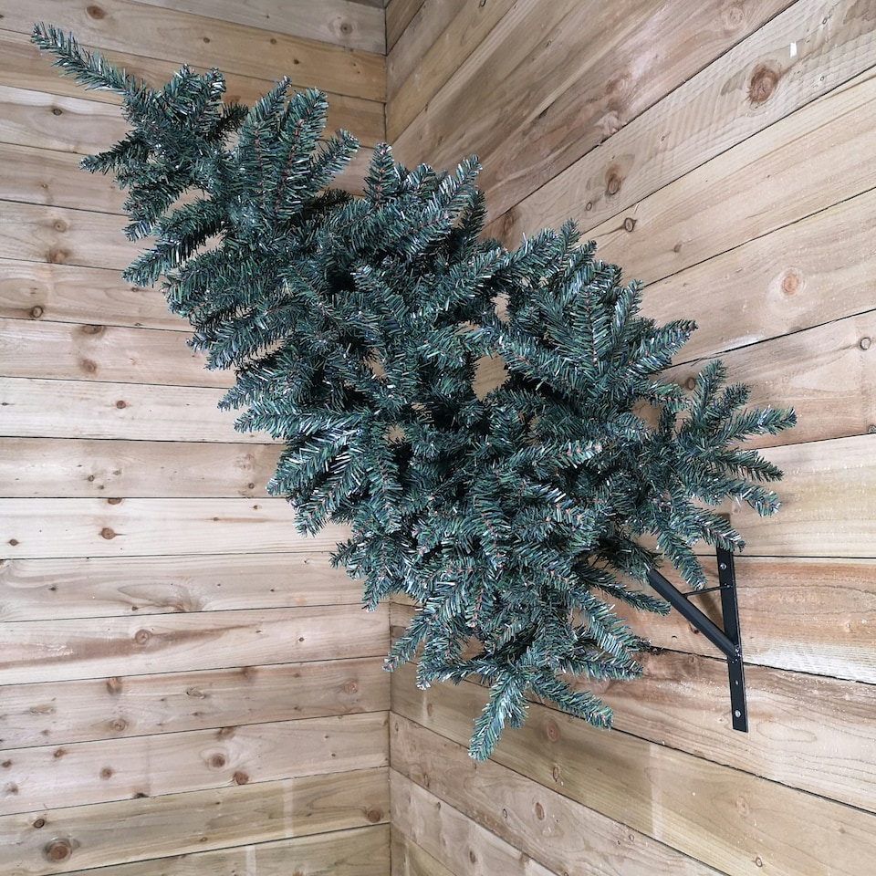 image 1 of 90cm Indoor Wall Mounted Christmas Tree with Wrapped Branches PVC with Bracket