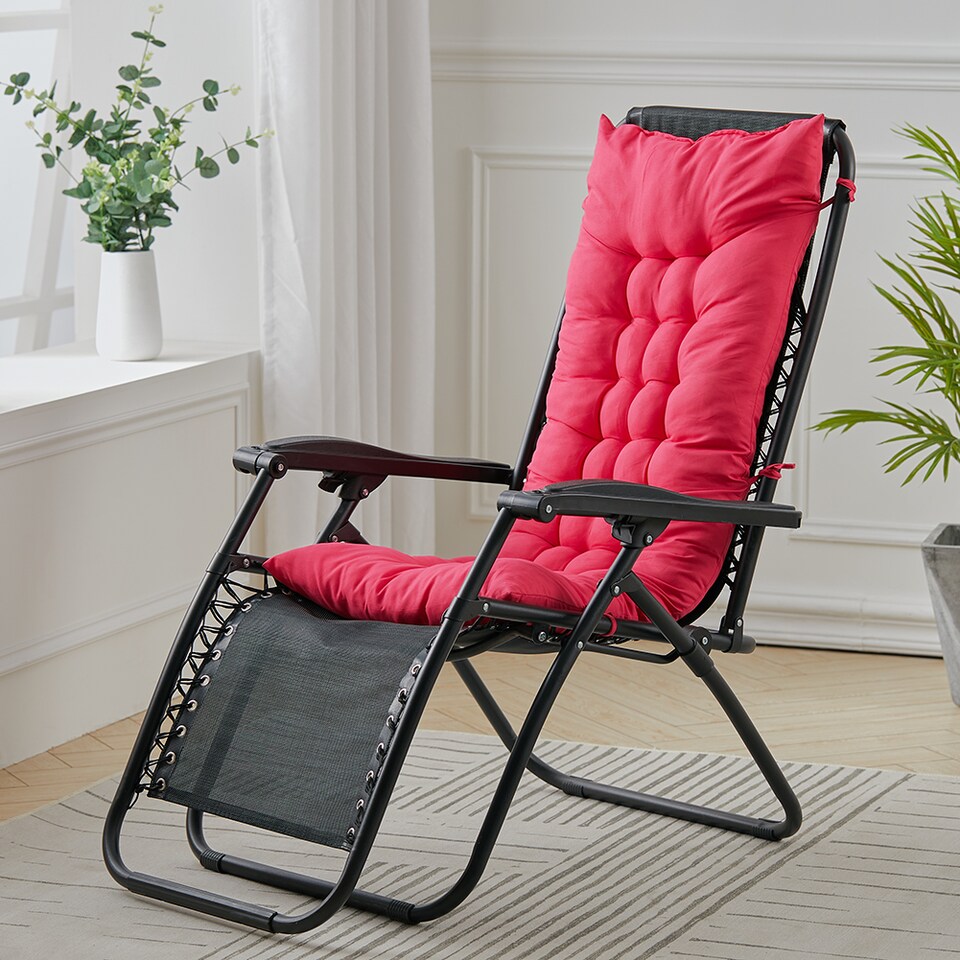 image 1 of Living and Home Thick Chaise Lounge Chair Cushion, Rose Red-125cm | Red