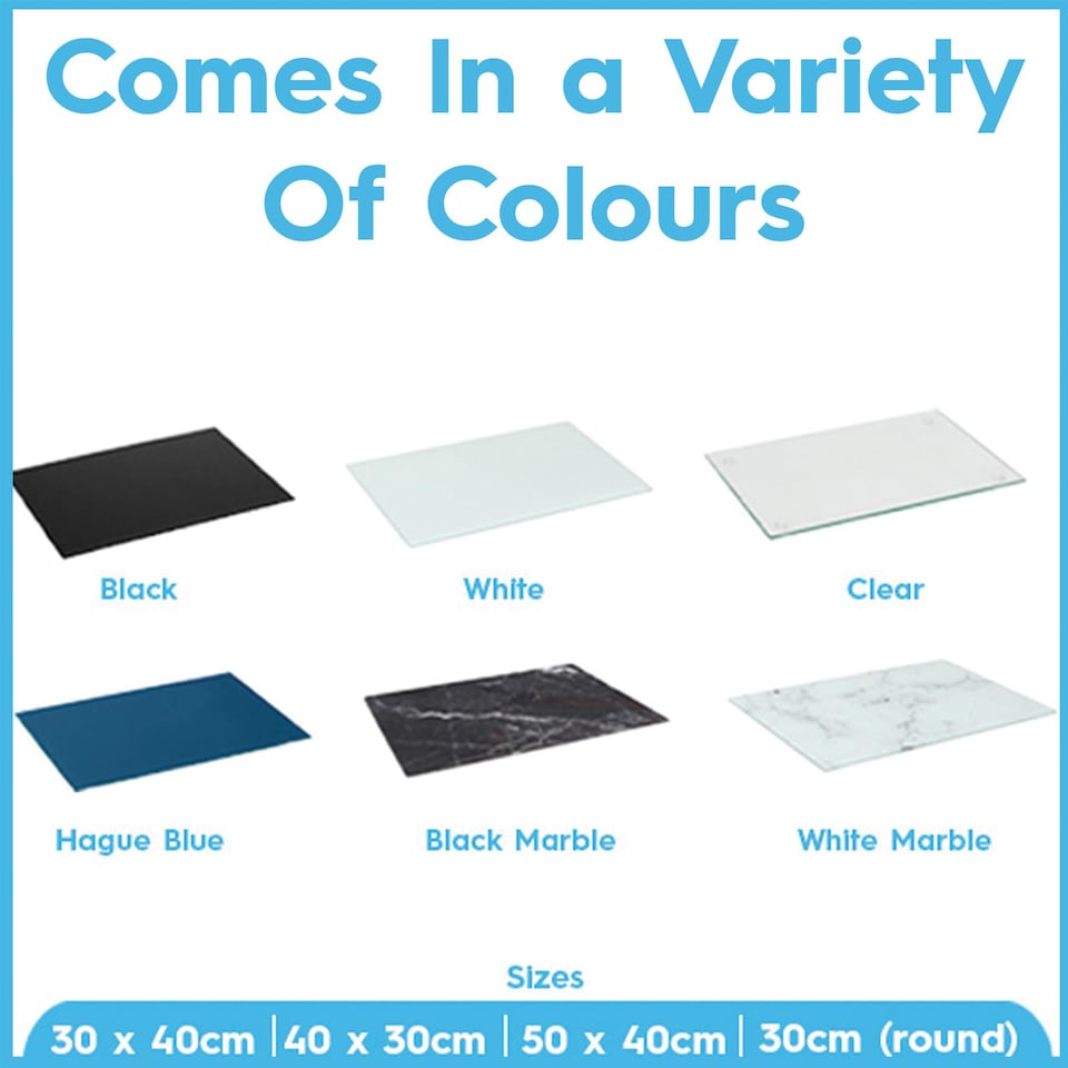 image 1 of Harbour Housewares Glass Kitchen Chopping Board - 30 x 20cm - Hague Blue | Blue | Hague Blue