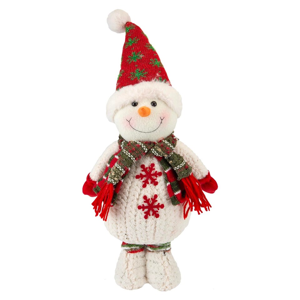 image 1 of PMS Christmas Standing Snowman Plush 41.5cm x 21.5cm, White