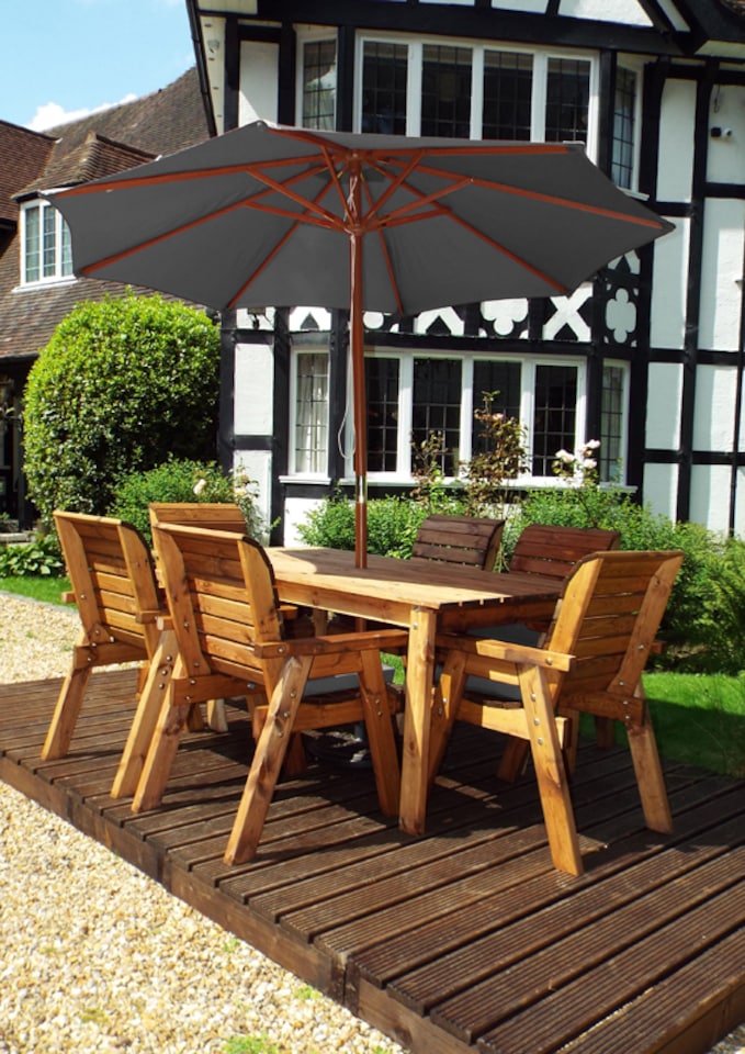 image 1 of Six Seater Rectangular Table Set with Cushions - W290 x D245 x H98 - Fully Assembled - Grey
