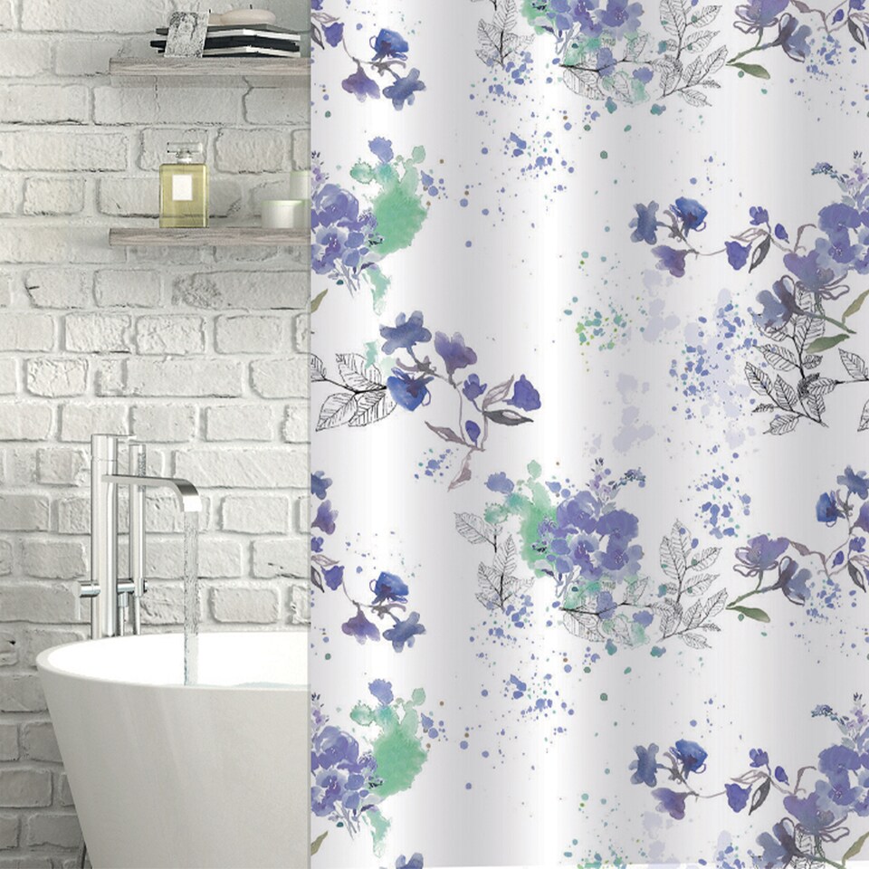 image 1 of Showerdrape Bouquet White Floral Shower Curtain