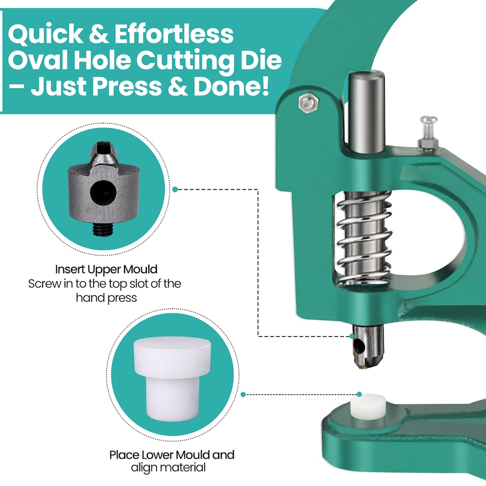 image 1 of 15mm Oval Shape Plastic Base Hole Cutter Die Set for DIY Projects