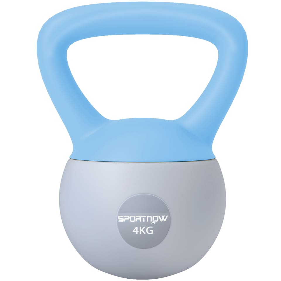 image 1 of SPORTNOW Kettlebell with Soft Body and Non-Slip Handle | Blue | Light Blue and Grey