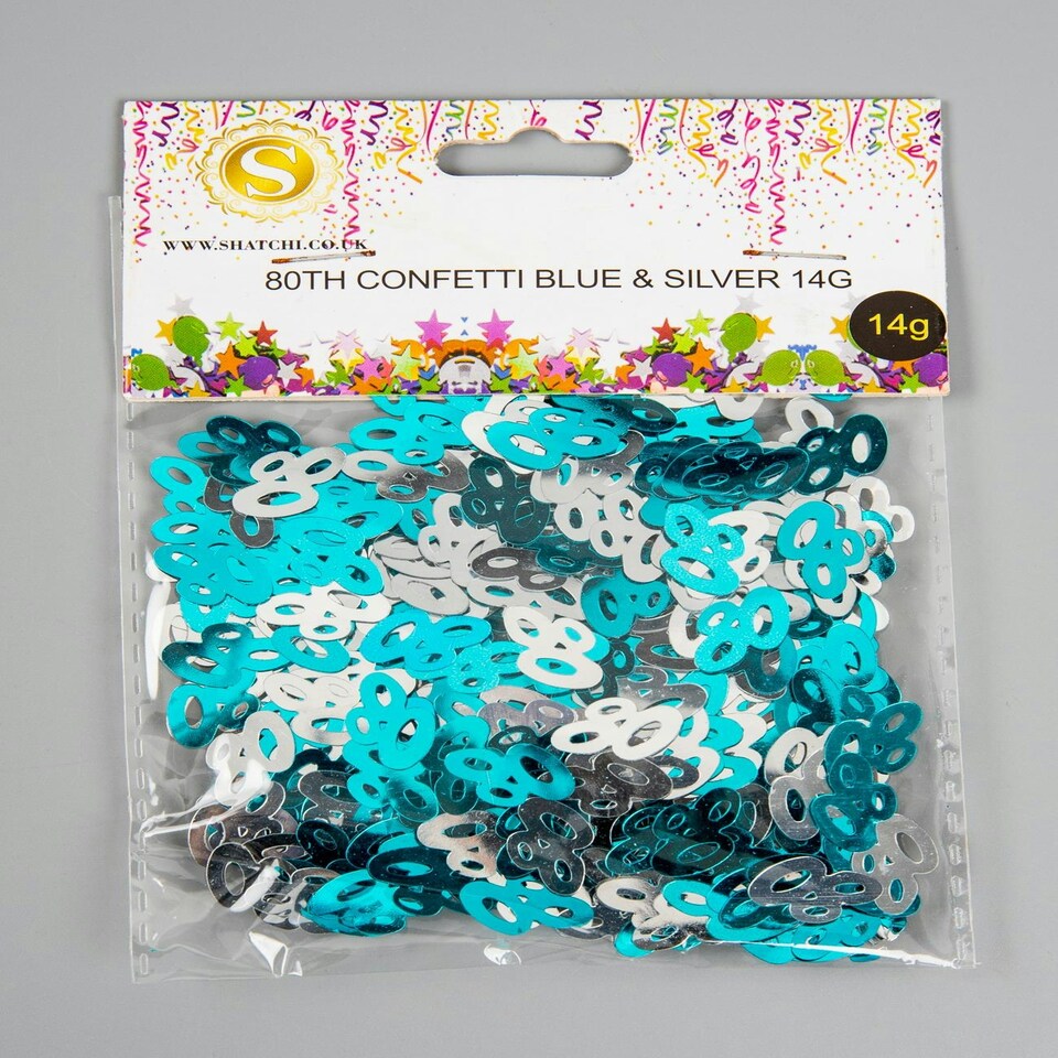 image 1 of 14g 80th Blue Happy Birthday Confetti