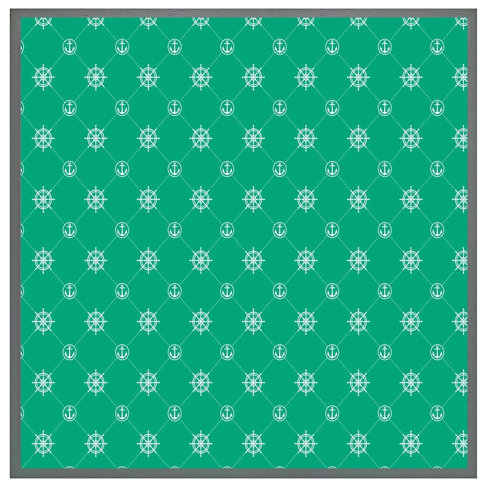 image 1 of Nautical elements on green (Picutre Frame) Black | M
