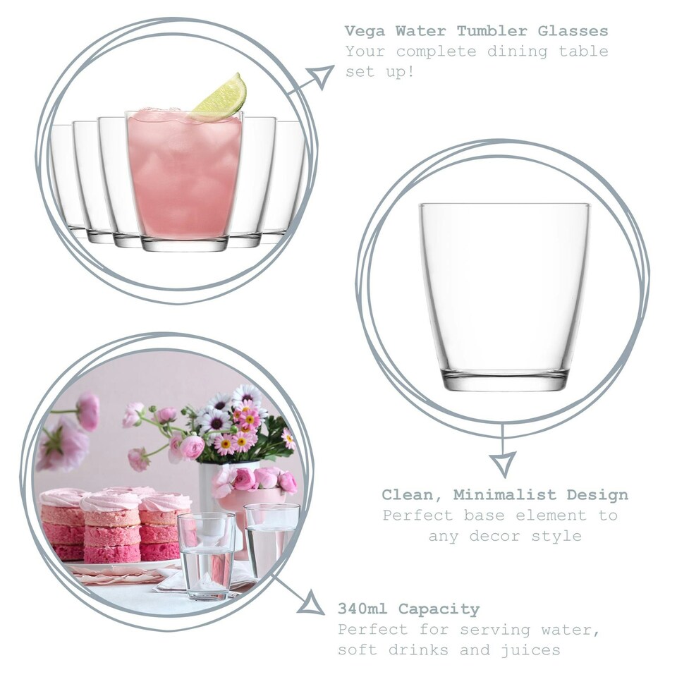 image 1 of LAV Vega Water Glasses - 340ml - Clear - Pack of 6 Clear
