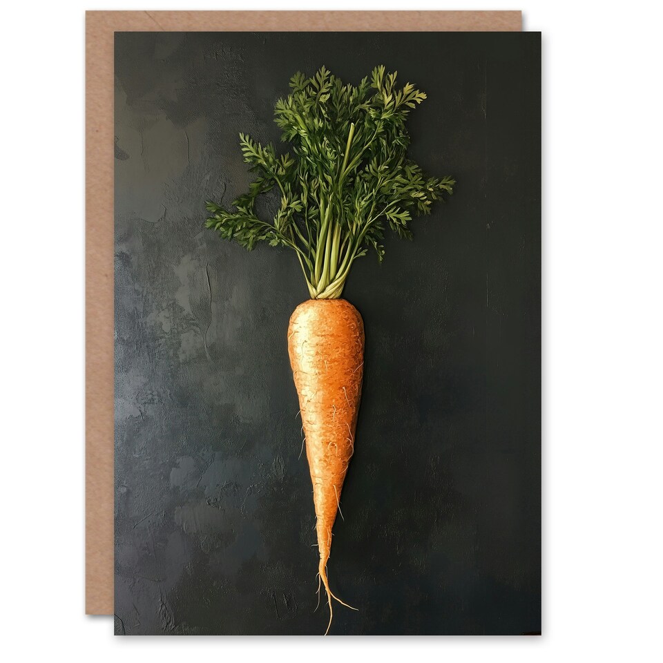image 1 of Carrot Vegetable on Black Slate Board Painting Birthday Greeting Card