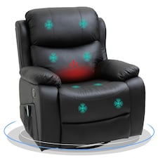 HOMCOM Massage Recliner Chair Manual Reclining Chair with Footrest Remote Black