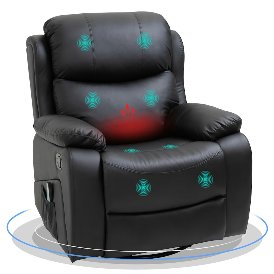 image 1 of HOMCOM Massage Recliner Chair Manual Reclining Chair with Footrest Remote Black