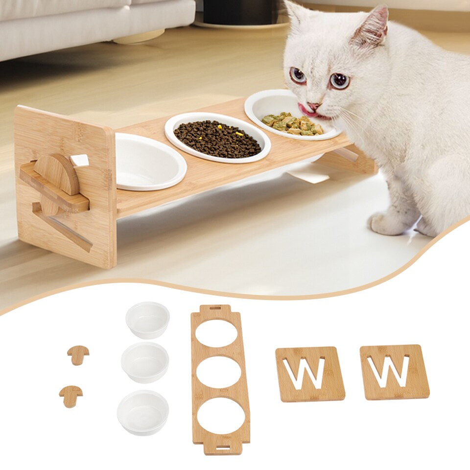image 1 of Living and Home Height Adjustable Pets Feeder Bowl for Cats & Dogs | Brown