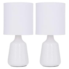 First Choice Lighting Set of 2 Ripple 29cm White Lamps White | White