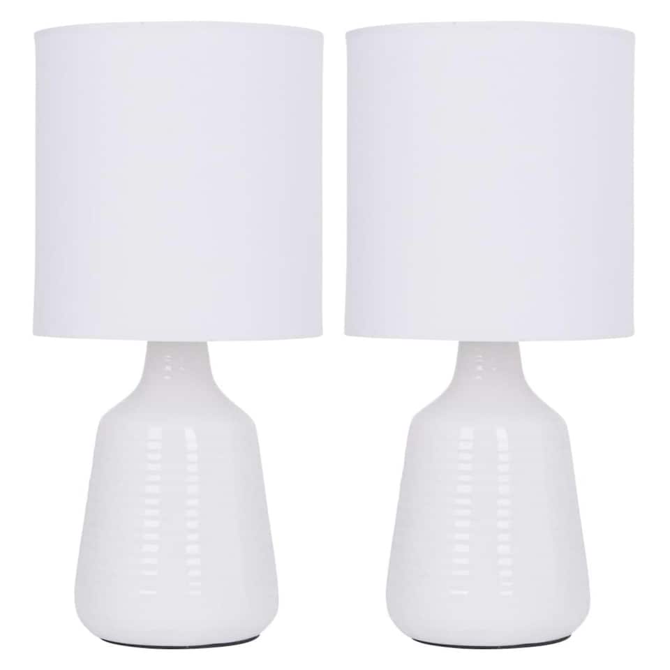 image 1 of First Choice Lighting Set of 2 Ripple 29cm White Lamps White | White