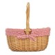 image 3 of Cotton Lined Full Buff Willow Child’s Shopping Basket Red | Red Checked | One Size