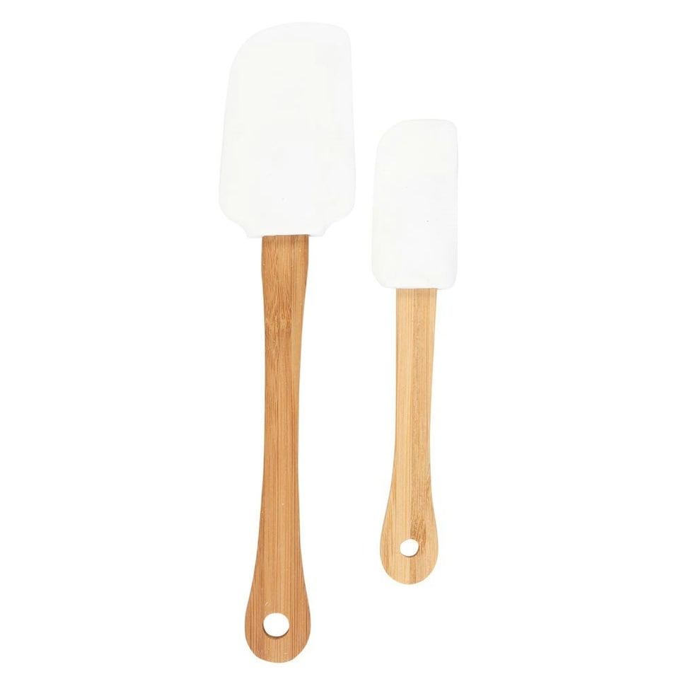 image 1 of Something Different Head Elf Little Elf Bamboo Christmas Spatula Set (Pack of 2) - White/Brown/Red - One Size