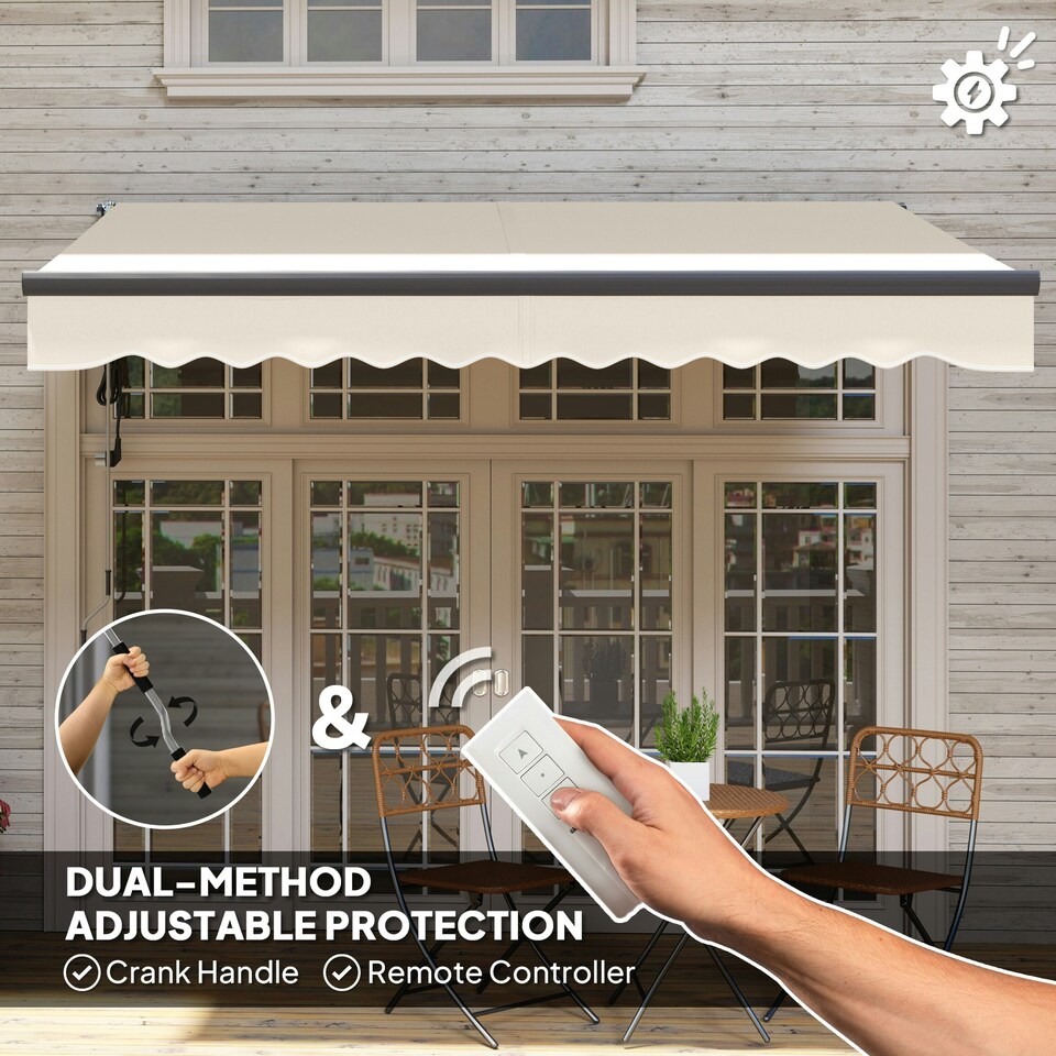 image 1 of Outsunny Electric Retractable Awning w/ Aluminium Frame Beige Cream | Beige