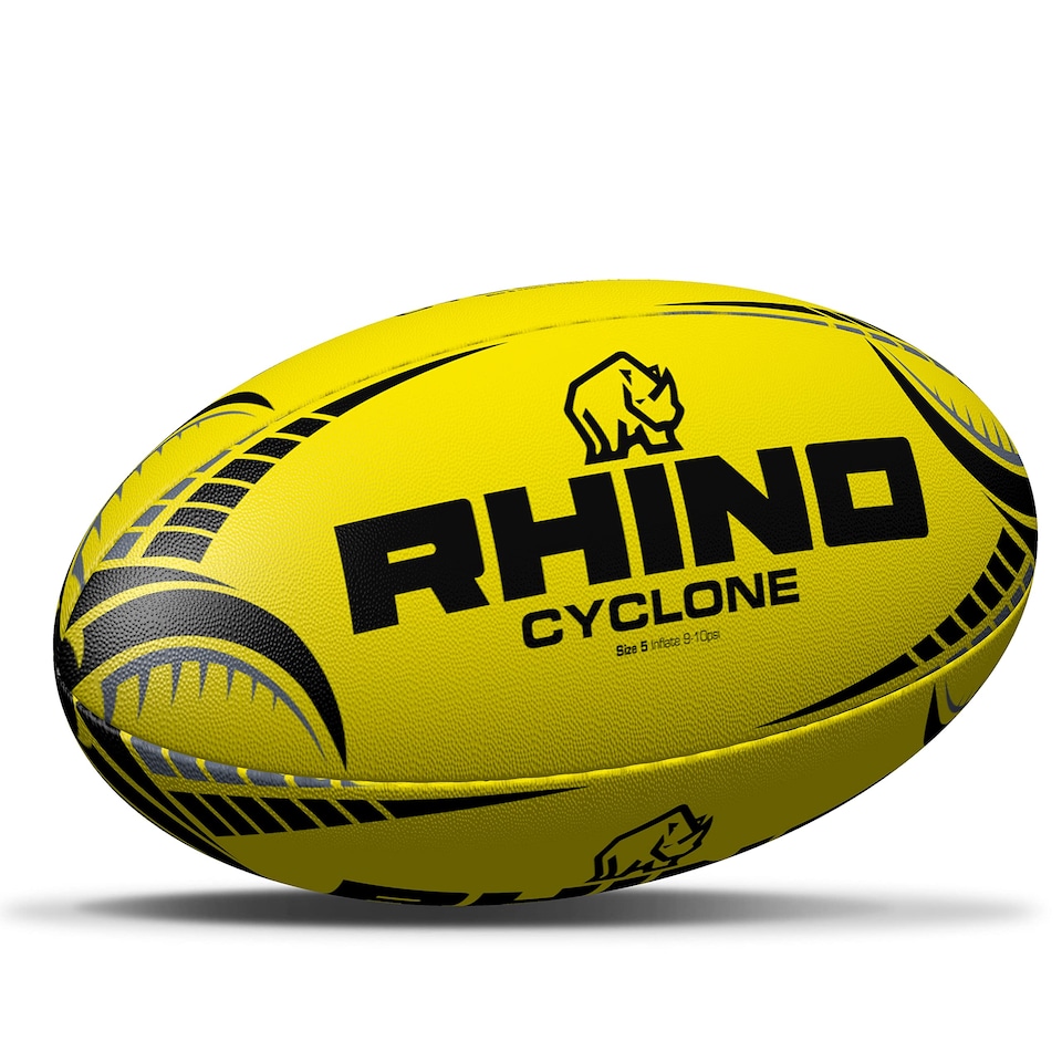 image 1 of Rhino Rugby Ball Cyclone Fluo Yellow Size 4